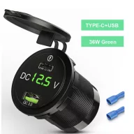   Autós Dual USB töltőaljzat, 12V - 24V gyorstöltés, 4, 2 A, LED voltmérővel (1000)