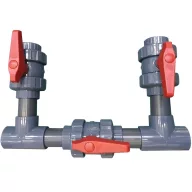   Bypass szett, Poolx, hőszivattyúhoz, D50 mm csatlakozás, 3 db golyóscsap, 2 db T-idom, vízáram-szabályozáshoz, kerülő ág kiépítéséhez