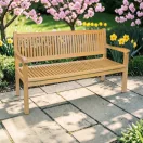 Kerti pad, Gentle, 150 x 55 x 90 cm, tömör teakfa, háttámlával, 3 személyes, időjárásálló, hosszú élettartamú
