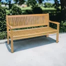 Kerti pad, Gentle, 150 x 55 x 90 cm, tömör teakfa, háttámlával, 3 személyes, időjárásálló, hosszú élettartamú