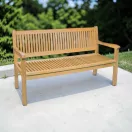 Kerti pad, Gentle, 150 x 55 x 90 cm, tömör teakfa, háttámlával, 3 személyes, időjárásálló, hosszú élettartamú