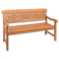   Kerti pad, Orlando, barna, 145,6 x 62,5 x 86,5 cm, tömör eukaliptuszfa, háttámlával, 3 személyes, FSC tanúsítvánnyal, időjárásálló