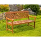 Kerti pad, Orlando, barna, 145,6 x 62,5 x 86,5 cm, tömör eukaliptuszfa, háttámlával, 3 személyes, FSC tanúsítvánnyal, időjárásálló