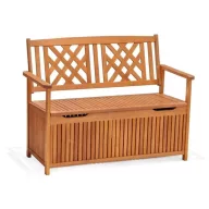   Kerti pad, Orlando, barna, 117,5 x 59,3 x 88,6 cm, tömör eukaliptuszfa, háttámlával, tárolórekesszel, 2 személyes, FSC tanúsítvánnyal, időjárásálló