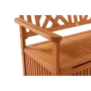 Kerti pad, Orlando, barna, 117,5 x 59,3 x 88,6 cm, tömör eukaliptuszfa, háttámlával, tárolórekesszel, 2 személyes, FSC tanúsítvánnyal, időjárásálló