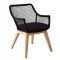 Kerti szék, Garden Chair, fekete/barna, 83 x 60 x 63 cm, teakfa és VIRO Polyfiber, ülőpárnával, időjárásálló, hosszú élettartamú