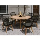 Kerti szék, Garden Chair, fekete/barna, 83 x 60 x 63 cm, teakfa és VIRO Polyfiber, ülőpárnával, időjárásálló, hosszú élettartamú