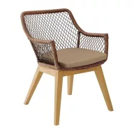   Kerti szék, Garden Chair, barna, 83 x 60 x 63 cm, teakfa és VIRO Polyfiber, ülőpárnával, időjárásálló, hosszú élettartamú