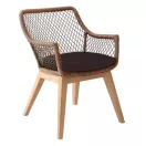 Kerti szék, Garden Chair, barna, 83 x 60 x 63 cm, teakfa és VIRO Polyfiber, ülőpárnával, időjárásálló, hosszú élettartamú