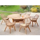 Kerti szék, Garden Chair, barna, 83 x 60 x 63 cm, teakfa és VIRO Polyfiber, ülőpárnával, időjárásálló, hosszú élettartamú