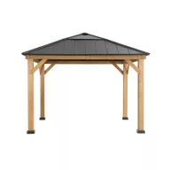   Kerti pavilon, Pirin, antracit, 336 × 336 cm, mennyezeti horoggal és szúnyogháló- és függönyrögzítő sínrendszerrel, cédrusfa szerkezettel, acéltetővel és polikarbonát tetőablakkal, időjárásálló