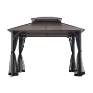   Kerti pavilon, Kaldi, barna, 366 × 307 cm, zárható szúnyoghálóval, acél szerkezettel, kétszintes acéltetővel, időjárásálló