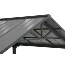 Kerti autóbeálló, Carport, antracit, 610 × 367 cm, porszórt acélszerkezettel, beépített ereszcsatornával, rozsdaálló, időjárásálló kivitelű