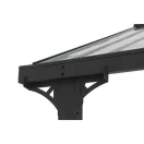 Kerti autóbeálló, Carport, antracit, 610 × 367 cm, porszórt acélszerkezettel, beépített ereszcsatornával, rozsdaálló, időjárásálló kivitelű