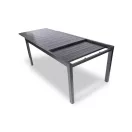Kerti asztal, Compact, barna, 120 x 70 cm, magasság: 75 cm, kihúzható, tömör teakfa, helytakarékos kialakítású, időjárásálló