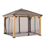   Kerti pavilon oldalfal, Lumi, khaki, 336 × 336 cm, 4 darabos szúnyogháló szett, gyűrűs rögzítőkkel, poliészter, cipzáras, vízálló, UV-álló