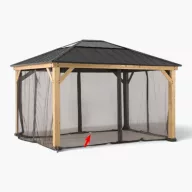   Kerti pavilon oldalfal, Lumi, khaki, 393 × 335 cm, 4 darabos szúnyogháló szett, gyűrűs rögzítőkkel, poliészter, cipzáras, vízálló, UV-álló