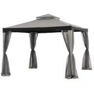   Kerti pavilon, Roseg, 300 × 300 cm, szúnyoghálóval és függönyrögzítő sínrendszerrel, acél szerkezettel, kétszintes ponyvatetővel, időjárásálló