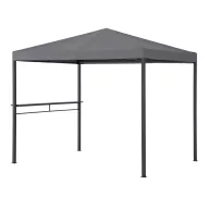   Pergola, Kabru, szürke, 220 × 280 cm, magasság: 258 cm, acél szerkezet, puha lamellatető, oldalsó polccal és privát oldalfallal, időjárásálló