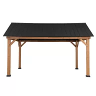   Kerti pavilon, Tidi, antracit, 335 × 399 cm, mennyezeti kampóval és szúnyogháló- és függönyrögzítő sínrendszerrel, cédrusfa szerkezettel, nyeregtetős acél- és polikarbonát tetővel, időjárásálló