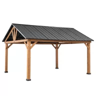   Kerti pavilon, Rebra, antracit, 465 × 404 cm, mennyezeti kampóval, cédrusfa szerkezettel, acél nyeregtetővel, időjárásálló kivitelű