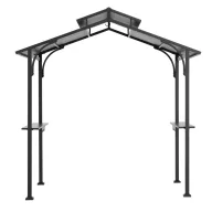   Kerti pavilon, Ecrins, fekete, 242 × 153 cm, magasság: 247,5 cm, akasztókkal, mennyezeti kampóval és oldalsó polcokkal, acél szerkezet, kétszintes acéltető, grillezéshez ajánlott, időjárásálló