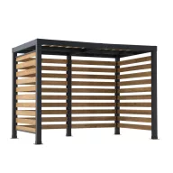   Pergola, Marao, fekete, 191 × 313 cm, magasság: 250 cm, cédrusfa látványvédő panelekkel, acél szerkezet, keménytető, időjárásálló