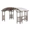 Pergola, Dajti, szürke, 427 × 305 cm, magasság: 250 cm, beépített polccal, cédrusfa szerkezet, ponyvatető, időjárásálló