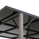 Pergola, Denali, szürke, 282 × 252 cm, magasság: 227 cm, acél szerkezet, polikarbonát tető, fahatású oszlopokkal, időjárásálló