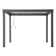   Pergola, Matterhorn, antracit, 306 × 306 cm, magasság: 223 cm, LED világítással, alumínium szerkezet, vízálló, UV-álló, állítható lamellatetős
