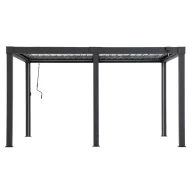   Pergola, Matterhorn, antracit, 406 × 306 cm, magasság: 223 cm, LED világítással, alumínium szerkezet, vízálló, UV-álló, állítható lamellatetős