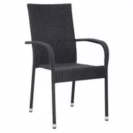   Kerti szék, Margarita, fekete, 94 x 64 x 56 cm, acélvázas, szintetikus rattan fonat, kompletten szállítva