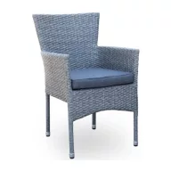   Kerti szék, Sona, szürke, 87 x 62 x 57 cm, acélvázas, szintetikus rattan fonat, poliészter párnával, időjárásálló
