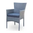 Kerti szék, Sona, szürke, 87 x 62 x 57 cm, acélvázas, szintetikus rattan fonat, poliészter párnával, időjárásálló