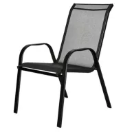   Kerti szék, Zanada, fekete, 54 x 72 x 90 cm, rakásolható, porszórt acél váz, textil ülőfelület, időjárásálló