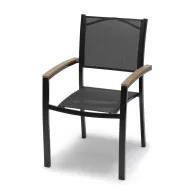   Kerti szék, Marbella, fekete, 57 x 60 x 90 cm, rakásolható, alumínium váz, artwood karfa, textil ülő- és háttámla, időjárásálló kivitelű