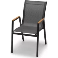   Kerti szék, Malibu, szürke, 55 x 66 x 87 cm, rakásolható, alumínium váz, artwood karfa, textil ülő- és háttámla, időjárásálló kivitelű