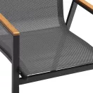 Kerti szék, Malibu, szürke, 55 x 66 x 87 cm, rakásolható, alumínium váz, artwood karfa, textil ülő- és háttámla, időjárásálló kivitelű