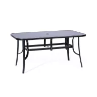   Kerti asztal, Standard XL, fekete, 150 x 90 cm, magasság: 70 cm, porszórt acél váz, üveglap, időjárásálló