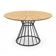   Kerti asztal, Artur, fekete, kerek, átmérő: 120 cm, magasság: 74 cm, artwood lécelt asztallap, alumínium váz
