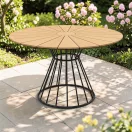 Kerti asztal, Artur, fekete, kerek, átmérő: 120 cm, magasság: 74 cm, artwood lécelt asztallap, alumínium váz