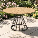 Kerti asztal, Artur, fekete, kerek, átmérő: 120 cm, magasság: 74 cm, artwood lécelt asztallap, alumínium váz