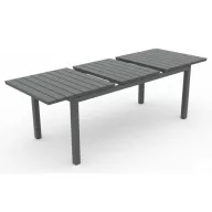   Kerti asztal, Grande, fekete, 210 x 90 cm, magasság: 75 cm, kihúzható, alumínium váz, Artwood lécelt asztallap, karbantartásmentes