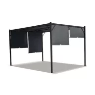   Pergola, Santorini, szürke, 300 × 400 cm, magasság: 225 cm, acél szerkezet, visszahúzható poliészter oldalpanelekkel, időjárásálló