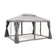   Kerti pavilon, Palermo, szürke, 300 × 400 cm, kivehető szúnyoghálóval és visszahúzható oldalpanelekkel, acél szerkezettel, poliészter tetővel, időjárásálló