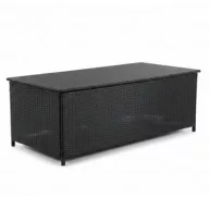  Kerti tárolóláda, Grande Space, 1024 l, fekete, 160 x 80 x 80 cm, acél váz, rattan hatású, időjárásálló, fedeles kialakítású