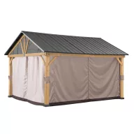   Kerti pavilon oldalfal, Tidi, khaki, 335 × 399 cm, 4 darabos függönyszett, gyűrűs rögzítőkkel, poliészter, cipzáras, vízálló, UV-álló