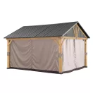 Kerti pavilon oldalfal, Tidi, khaki, 335 × 399 cm, 4 darabos függönyszett, gyűrűs rögzítőkkel, poliészter, cipzáras, vízálló, UV-álló