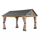 Kerti pavilon oldalfal, Tidi, khaki, 335 × 399 cm, 4 darabos függönyszett, gyűrűs rögzítőkkel, poliészter, cipzáras, vízálló, UV-álló