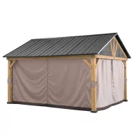   Kerti pavilon oldalfal, Rebra, khaki, 465 × 404 cm, 4 darabos függönyszett, gyűrűs rögzítőkkel, poliészter, cipzáras, vízálló, UV-álló